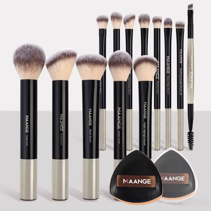 MAANGE 13 pièces pinceaux de maquillage en poils synthétiques de qualité supérieure doux pour fond d