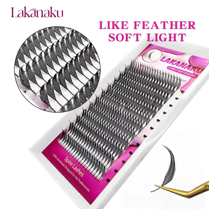 LAKANAKU Manga Anime flèche Extension de cils forme de plume 0.07mm C/D/CC Curl mélange 8-15mm 9-13m
