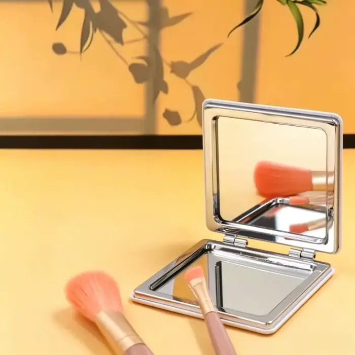 Miroir de poche, miroir de maquillage pliable, en acier inoxydable, anniversaire, Saint-Valentin, pe