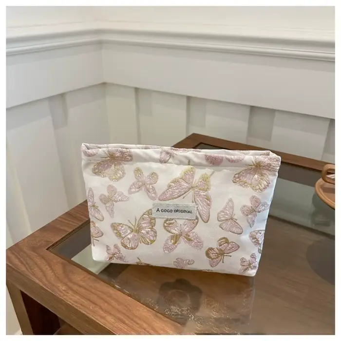 Trousse de maquillage en toile à la mode, sac de rangement de cosmétiques bleu, trousse de toilette 