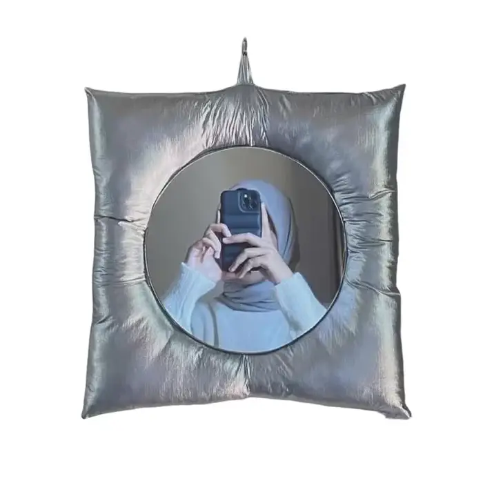 Nouveau Style INS oreiller miroir créatif carré mural salle de bain miroir maquillage miroir tenture