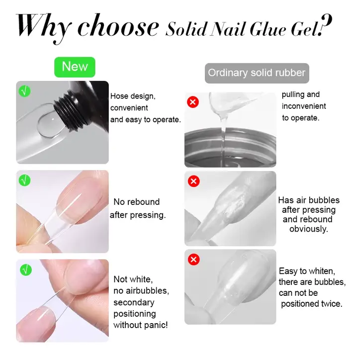 LILYCUTE 1/2/3 pièces 15g colle à ongles solide Gel pour pointe d'ongle presse sur les ongles longue