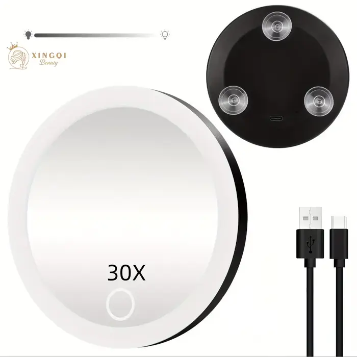 Miroir de maquillage LED 6 ", 5x10x20x30x, vanité grossissante, lumière du jour, trois lumières, pou