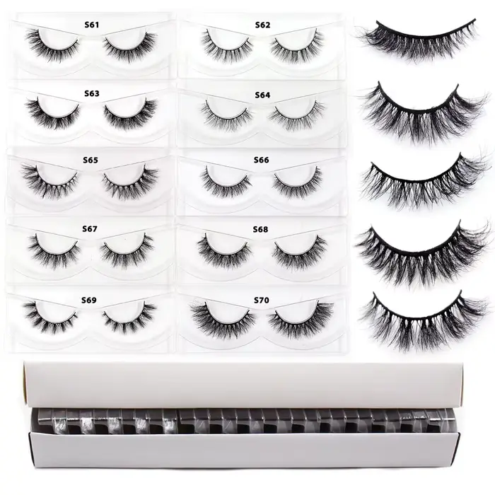 30/60/100 paires de cils de vison sans boîte cils de vison 3D courts faux cils de vison naturel en v