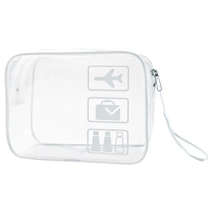 Sac de maquillage transparent à la mode, sac de rangement de voyage pour l'aéroport, sac de toilette