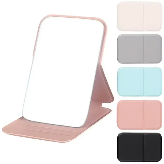 Miroir de maquillage de bureau en cuir PU