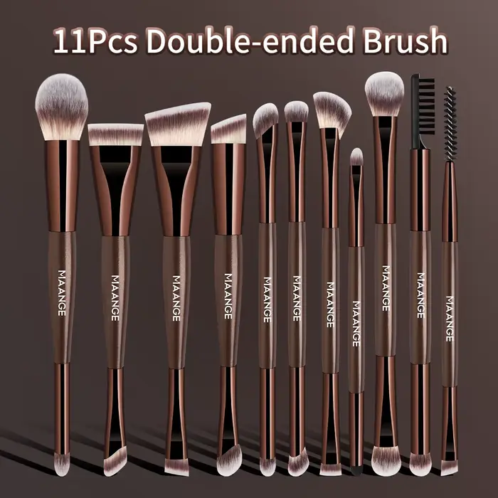 MAANGE – pinceaux de maquillage à double tête, 11 pièces, pinceau de contour, pinceau pour fard à pa