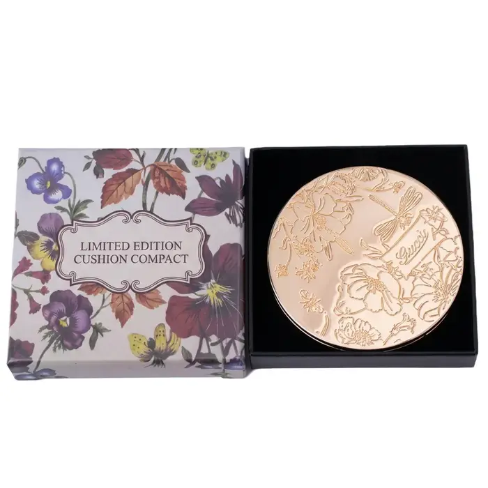 Miroir de Maquillage Classique Coque Dorée Brillante Accessoire de Voyage Pratique Verre Cosmétique 