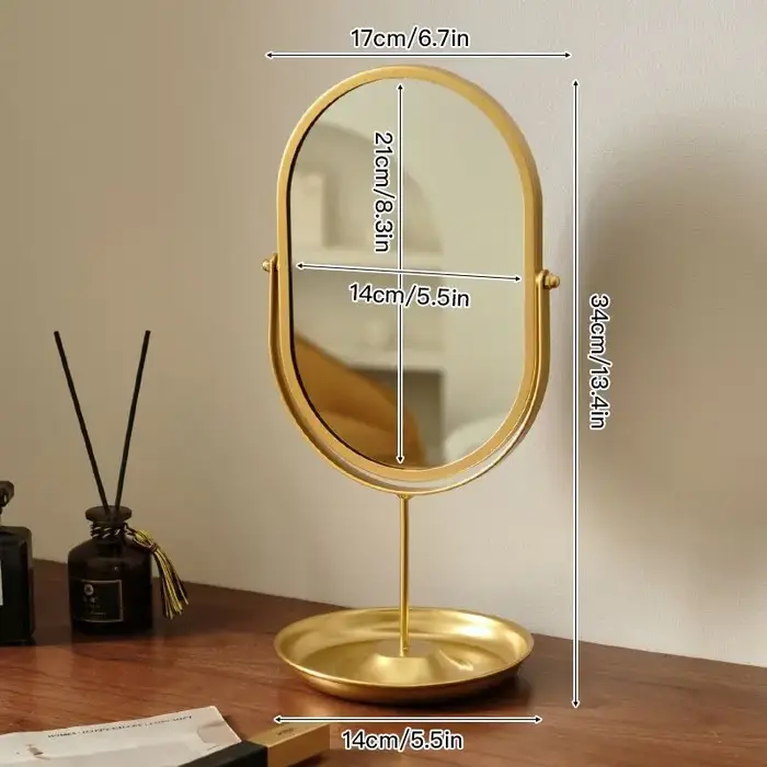 Miroir de maquillage de bureau de style japonais, miroir décoratif rotatif pour coiffeuse, chambre à