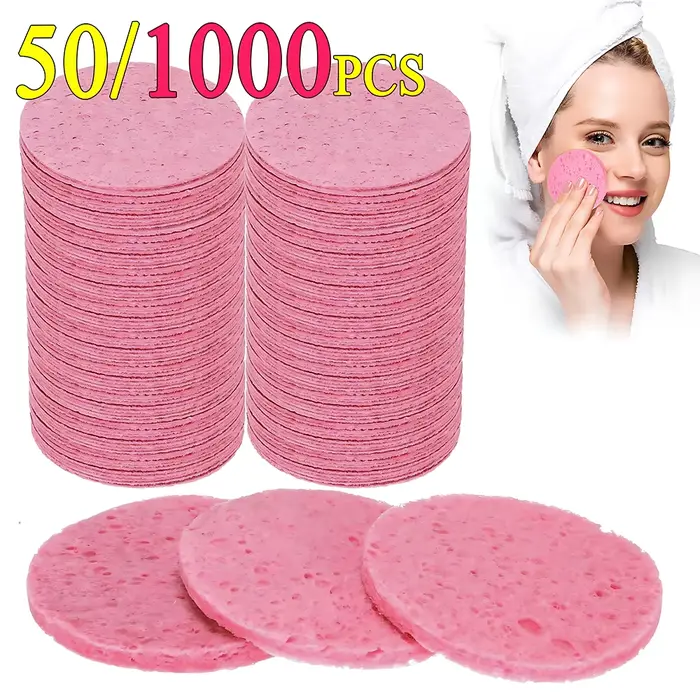 50-1000 pièces compresser visage lavage bouffée pâte de bois naturelle éponge visage lavage bouffée 