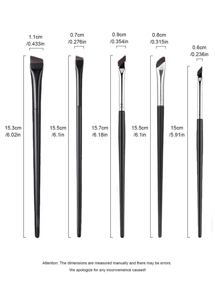 1 lot de 5 pinceaux de maquillage, brosse à Eyeliner à lame, paupière inférieure à tête plate, bross