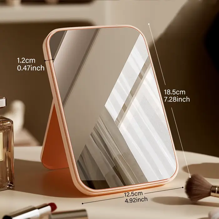 1 miroir de maquillage portable rose/blanc, miroir de maquillage de voyage pliable, maison je suis u