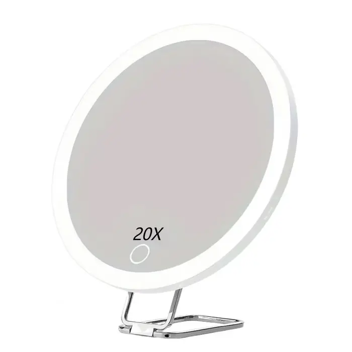 Miroir grossissant 10/20/30X avec pincettes à lumière LED, rotatif à 360 degrés, suspendu au mur, mi