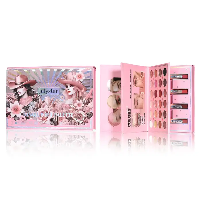 Palette de Maquillage Magique 3-en-1 : Fard à Paupières 24 Couleurs, Poudre, Blush, Illuminateur, Co