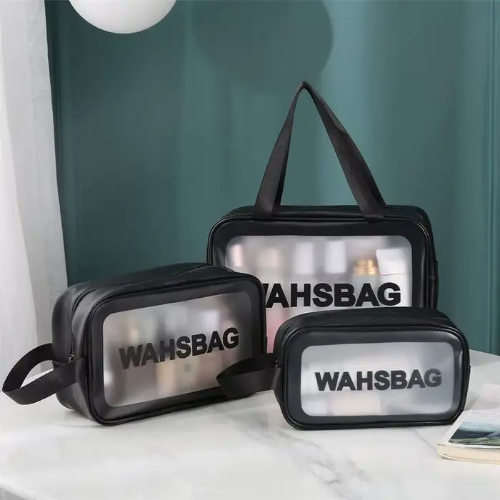 Nouveau ensemble de trousse de maquillage transparente, organisateur de toilette, trousse de toilett