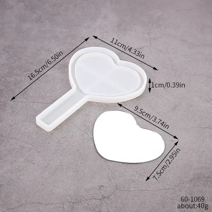 Miroir cosmétique en Silicone, moule avec cœur en verre, carré et rond, miroir de maquillage à main,