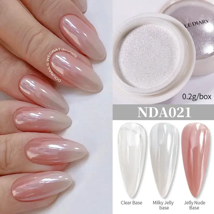 NICOLE DIARY-Poudre à ongles effet miroir, aurore, perle blanche, clair de lune, métal, poussière de