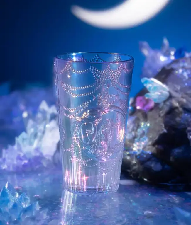 Flower Knows Moonlight Mermaid Miroir de maquillage pour dames, miroir à main en cristal texturé exq