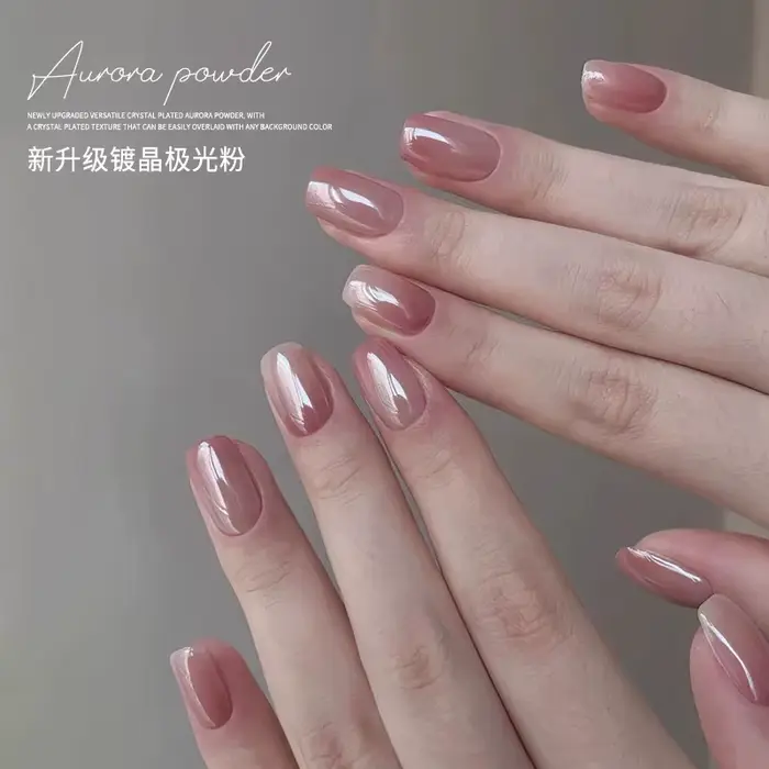 1 pot placage Aurora Chrome poudre à ongles haute brillance clair de lune miroir Fine paillettes Pig
