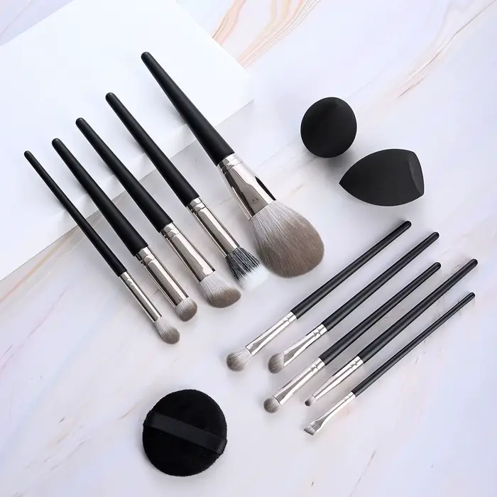 10 pinceaux de maquillage de luxe - Manche en bois massif