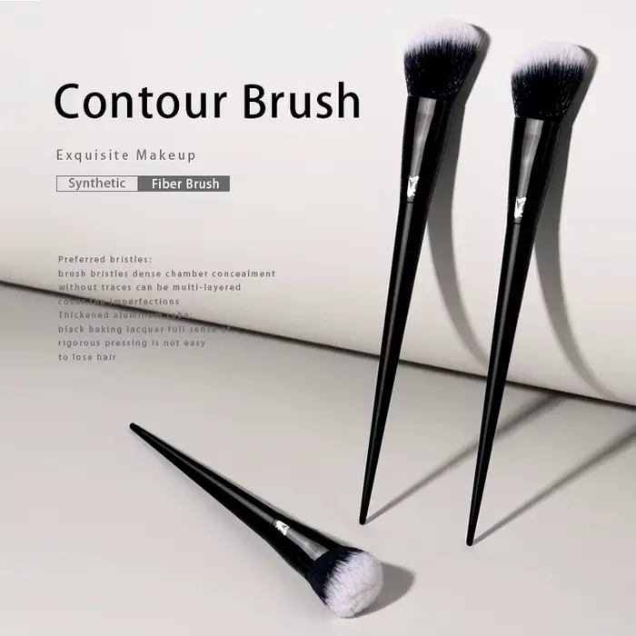 Kat Von D-pinceau de maquillage 02 pinceau de Contour cheveux en fibres douces élégant manche noir pinceaux