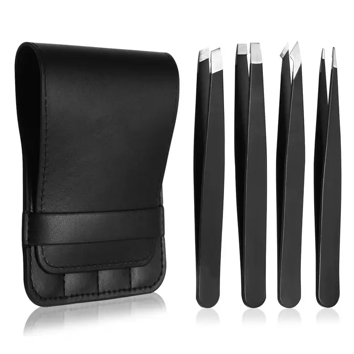 Ensemble de pincettes 3-4 pièces, pincettes à pointe pointue de précision pour sourcils en acier ino