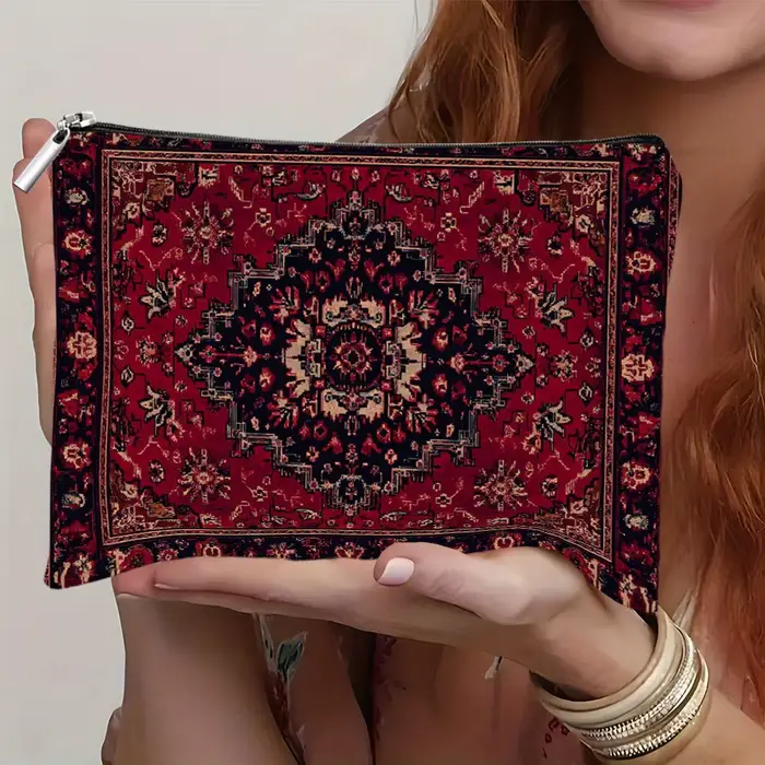 Un sac de maquillage bohème – Sac à fermeture éclair multifonctionnel mignon pour femmes, sac de ran