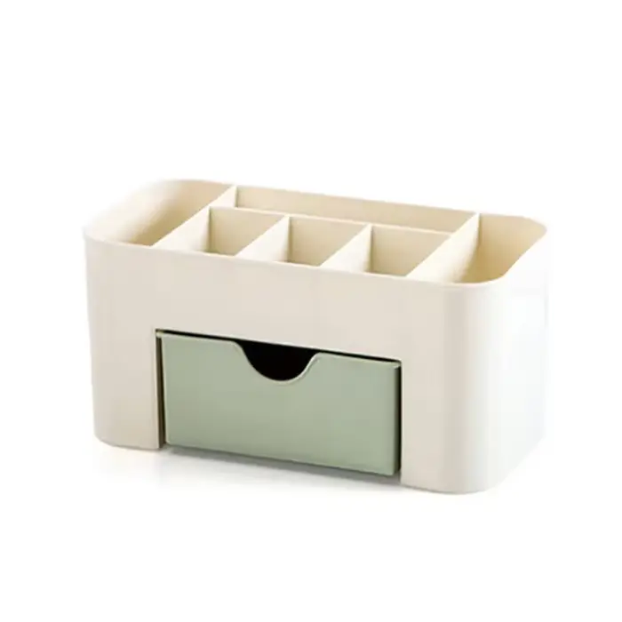 Organisateur de maquillage de bureau en acrylique avec tiroir, pour rouges à lèvres, pinceaux, coton