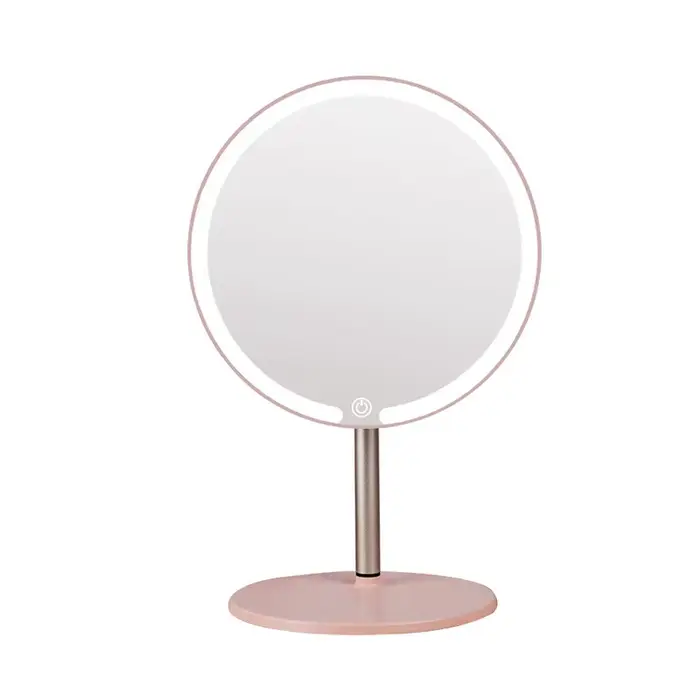 Miroir de maquillage circulaire à LED, miroir de bureau avec petit miroir cadeau en métal léger, nou