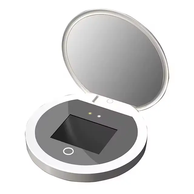 Miroir de maquillage portable avec écran UV, caméra de test de protection solaire avec lumière, gros