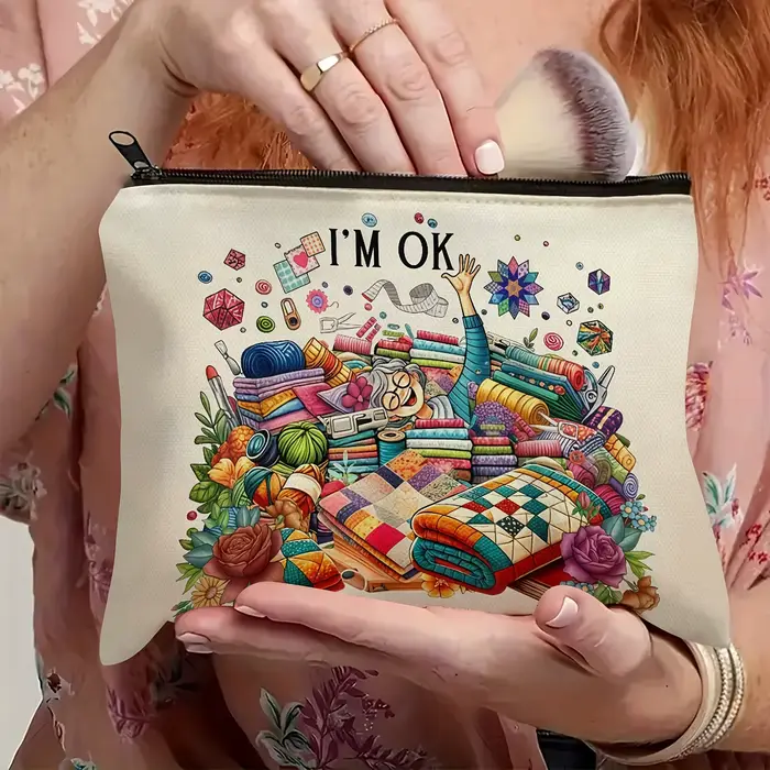 Un sac de maquillage drôle pour machine à coudre – Jolie pochette multifonctionnelle à fermeture écl