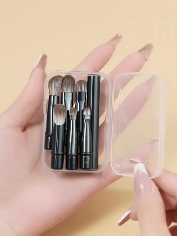 Paquet de 6 pinceaux de maquillage portables, tête de brosse de remplacement, ombre de nez, ensemble