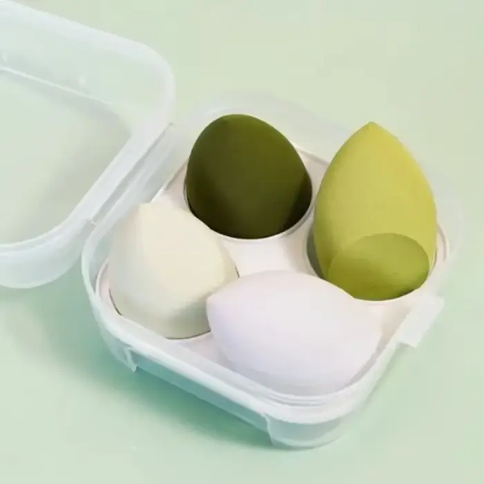 4 éponges de maquillage tendance en forme d'œuf avec rangement portable, assurent une application de