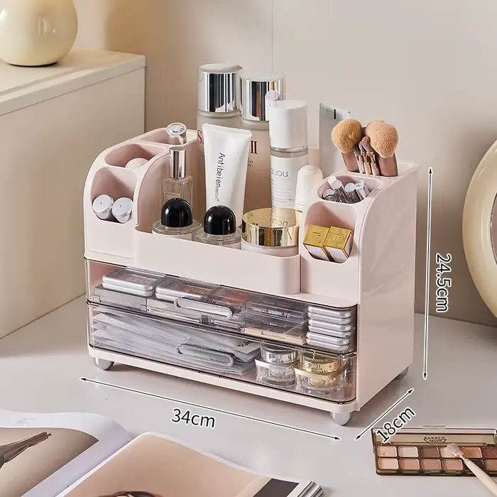 Vanité – organisateur de cosmétiques, boîte de rangement de maquillage de bureau de grande capacité,