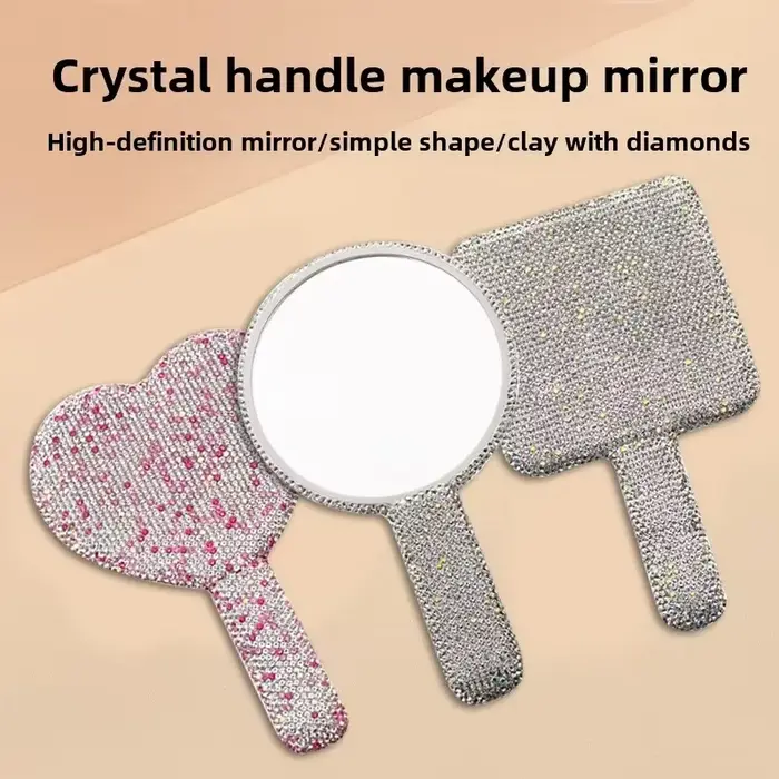 Miroir de maquillage en forme de cœur avec poignée