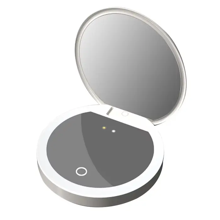 Miroir de maquillage LED portable TJMIR 2,4 pouces, miroir compact pliable pour tester la protection