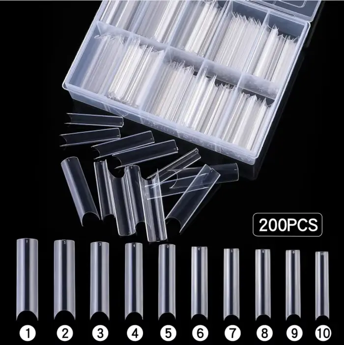 XXL – pointes de forme carrée longues et droites pour faux ongles en acrylique, avec boîte, pointes 
