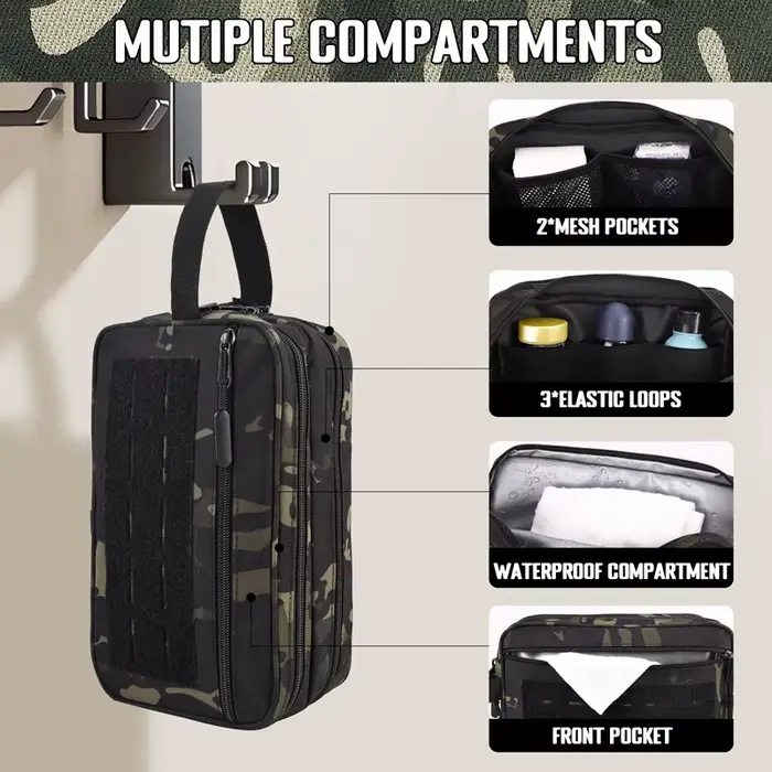 Trousse de toilette tactique hygiène extérieure étanche voyage douche outil pochette Molle hommes Kit de rasage maquillage sac cosmétique