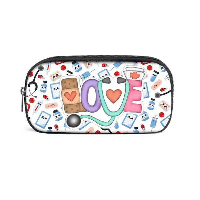Trousse à Crayons Cosmétique Graphique ECG, Sac de Rangement Portable pour Fournitures Scolaires Ado