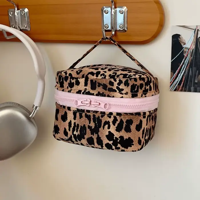 Trousse de maquillage léopard Vintage pour femmes et filles
