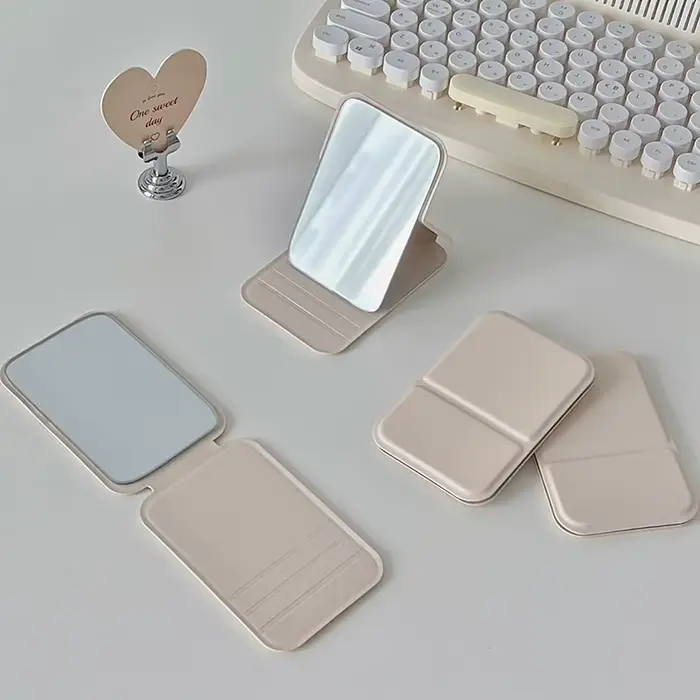 Mini miroir cosmétique pliable haute définition, outils de maquillage, mini miroir pliable pour femm