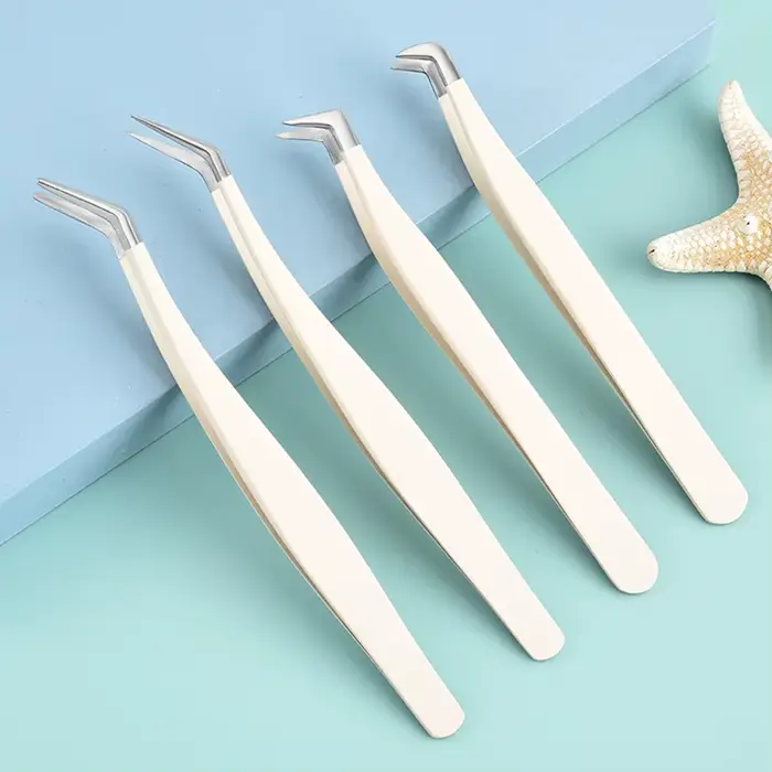 Pince à épiler pour extensions de cils en acier inoxydable, haute qualité, couleur or rose, tous les