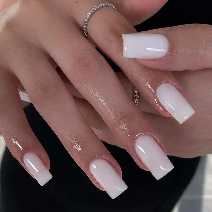 ARTAUG 24 pièces court carré blanc solide couverture complète couverture complète faux ongles ensemb