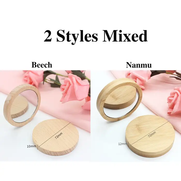 Mini miroir de maquillage en bois, 10 pièces, petit miroir rond Portable, miroir de maquillage pour 