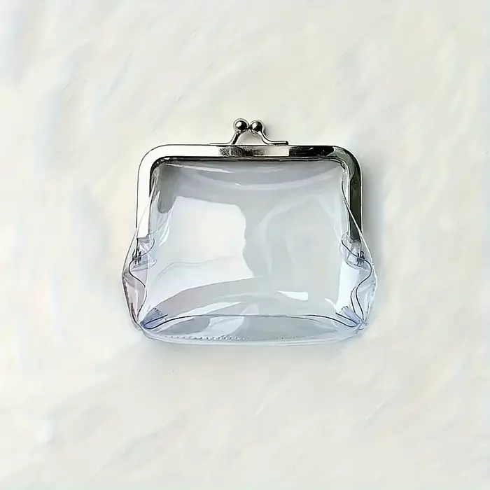 Pochette transparente en PVC avec fermoir métallique, sac de rangement carré transparent, petite poc