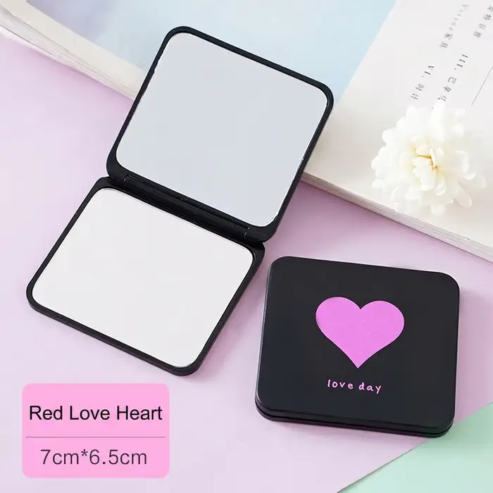 Miroir de Maquillage Pliable Double Face, Portable, pour Femmes, Document Solide, Poche Rectangulair