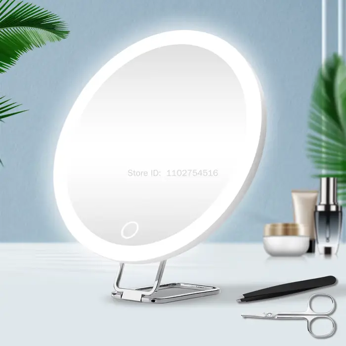 Miroir grossissant portable avec lumière