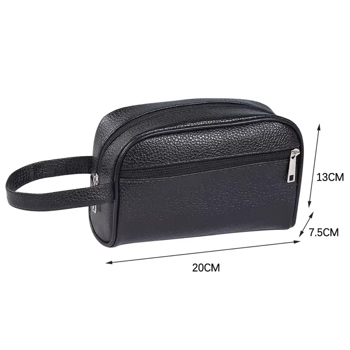 Trousse de toilette de voyage en cuir PU pour hommes et femmes, trousse de maquillage étanche pour d