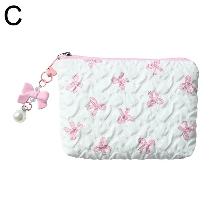 Petite trousse de maquillage mignonne pour sac à main, trousse de maquillage rétro à texture gaufrée