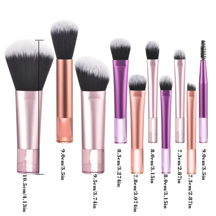 Mini pinceau de maquillage 10 couleurs, outil de maquillage portable de voyage, bouffant de maquilla